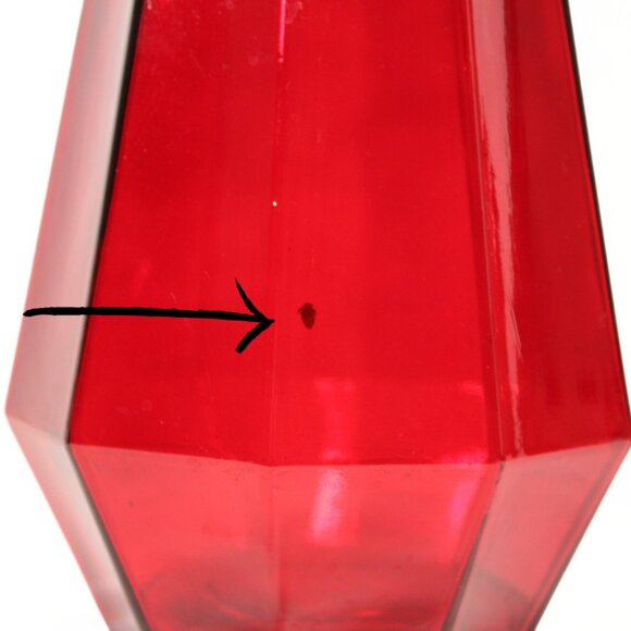 Vintage Y2K Whimsigoth Red Glass Vase – Decagon Shape, 9" Tall - Picture 7 of 8